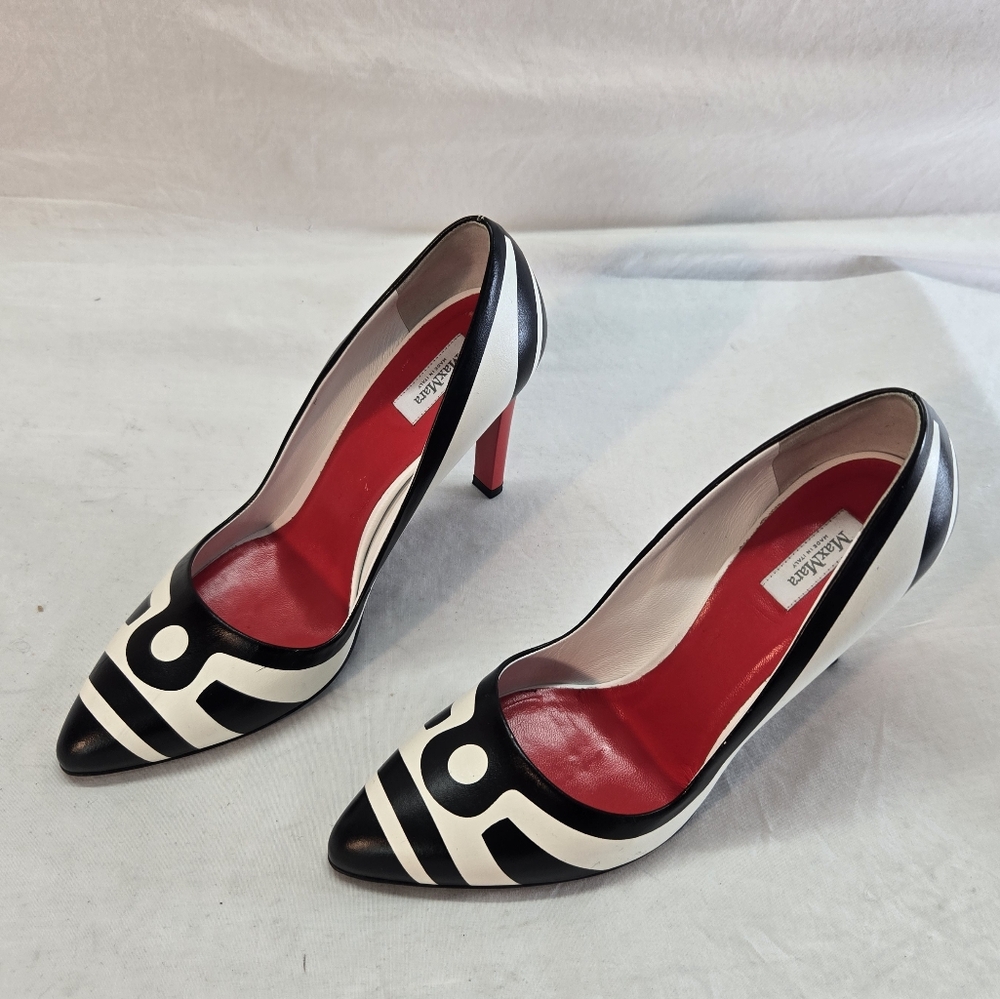 MAX MARA Women’s Size 39 Colorblock Leather Pump Heels - Picture 2 of 7